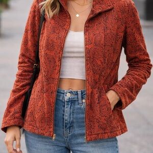 Dressbarn Large Rust Paisley Zip Jacket Blazer